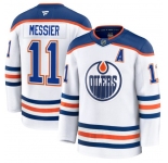 Men's Edmonton Oilers #11 Mark Messier White 2025 Premium Away Stitched Hockey Jersey