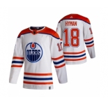 Men's Edmonton Oilers #18 Zach Hyman 2021 Reverse Retro White Stitched Jersey
