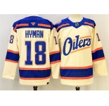 Men's Edmonton Oilers #18 Zach Hyman Light Beige 2025 Alternate Stitched Hockey Jersey