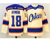 Men's Edmonton Oilers #18 Zach Hyman Light Beige 2025 Alternate Stitched Hockey Jersey