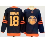 Men's Edmonton Oilers #18 Zach Hyman Navy 2024-25 Stitched Jersey