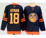 Men's Edmonton Oilers #18 Zach Hyman Navy 2024-25 Stitched Jersey