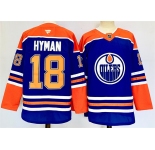 Men's Edmonton Oilers #18 Zach Hyman Royal 2024-25 Stitched Jersey