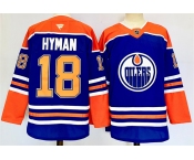 Men's Edmonton Oilers #18 Zach Hyman Royal 2024-25 Stitched Jersey