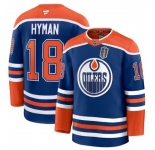 Men's Edmonton Oilers #18 Zach Hyman Royal 2025 Stanley Cup Final Home Premium Jersey