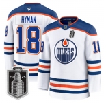 Men's Edmonton Oilers #18 Zach Hyman White 2025 Stanley Cup Final Away Premium Jersey