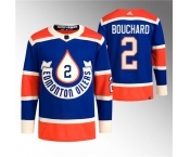 Men's Edmonton Oilers #2 Evan Bouchard 2023 Royal Heritage Classic Primegreen Stitched Jersey