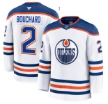 Men's Edmonton Oilers #2 Evan Bouchard 2025 White Premium Away Stitched Hockey Jersey