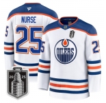 Men's Edmonton Oilers #25 Darnell Nurse White 2025 Stanley Cup Final Away Premium Jersey