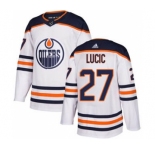 Men's Edmonton Oilers #27 Milan Lucic White Road Stitched Hockey Jersey