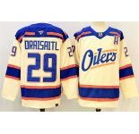 Men's Edmonton Oilers #29 Leon Draisaitl Light Beige Alternate With A Patch Stitched Hockey Jersey