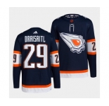 Men's Edmonton Oilers #29 Leon Draisaitl Navy 2022-23 Reverse Retro Stitched Jersey