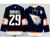 Men's Edmonton Oilers #29 Leon Draisaitl Navy 2024-25 With A Patch Reverse Retro Stitched Jersey
