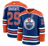 Men's Edmonton Oilers #29 Leon Draisaitl Royal 2025 Stanley Cup Final Home Premium Jersey