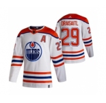 Men's Edmonton Oilers #29 Leon Draisaitl White 2020-21 Reverse Retro Alternate Hockey Jersey