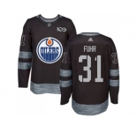 Men's Edmonton Oilers #31 Grant Fuhr Black 1917-2017 100th Anniversary Stitched NHL Jersey