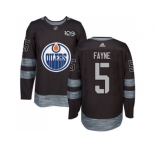 Men's Edmonton Oilers #5 Mark Fayne Black 1917-2017 100th Anniversary Stitched NHL Jersey