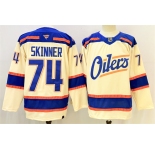Men's Edmonton Oilers #74 Stuart Skinner Light Beige 2025 Alternate Stitched Hockey Jersey