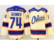 Men's Edmonton Oilers #74 Stuart Skinner Light Beige 2025 Alternate Stitched Hockey Jersey
