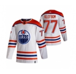 Men's Edmonton Oilers #77 Oscar Klefblom White 2020-21 Reverse Retro Alternate Hockey Jersey