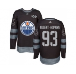 Men's Edmonton Oilers #93 Ryan Nugent-Hopkins Black 1917-2017 100th Anniversary Stitched NHL Jersey