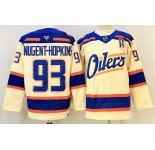 Men's Edmonton Oilers #93 Ryan Nugent-Hopkins Light Beige 2025 Alternate With A Patch Stitched Hockey Jersey