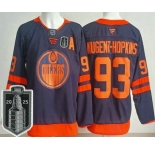 Men's Edmonton Oilers #93 Ryan Nugent Hopkins Navy 2025 Stanley Cup Final Authentic Jersey