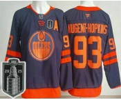 Men's Edmonton Oilers #93 Ryan Nugent Hopkins Navy 2025 Stanley Cup Final Authentic Jersey