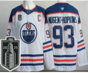 Men's Edmonton Oilers #93 Ryan Nugent Hopkins White 2025 Stanley Cup Final Authentic Jersey