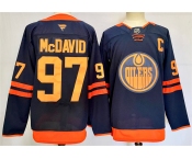 Men's Edmonton Oilers #97 Connor McDavid Navy 2024-25 C Patch Stitched Jersey