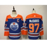 Men's Edmonton Oilers #97 Connor McDavid Royal Blue With Orange Home Hockey Stitched NHL Jersey