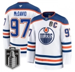 Men's Edmonton Oilers #97 Connor McDavid White 2025 Stanley Cup Final Away Premium Jersey