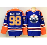Men's Edmonton Oilers #98 Wayne Gretzky Royal 2025 With C Patch Stitched Hockey Jersey