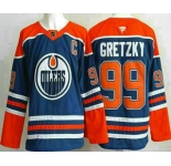 Men's Edmonton Oilers #99 Wayne Gretzky Blue Authentic Jersey