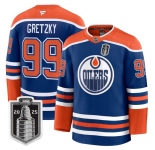 Men's Edmonton Oilers #99 Wayne Gretzky Royal 2025 Stanley Cup Final Home Premium Jersey