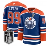 Men's Edmonton Oilers #99 Wayne Gretzky Royal 2025 Stanley Cup Final Home Premium Jersey