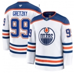 Men's Edmonton Oilers #99 Wayne Gretzky White 2025 Premium Away Stitched Hockey Jersey