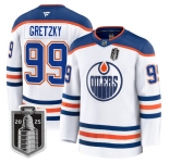 Men's Edmonton Oilers #99 Wayne Gretzky White 2025 Stanley Cup Final Away Premium Jersey