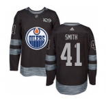 Men's Oilers #41 Mike Smith Black 1917-2017 100th Anniversary Stitched Hockey Jersey