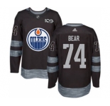 Men's Oilers #74 Ethan Bear Black 1917-2017 100th Anniversary Stitched Hockey Jersey