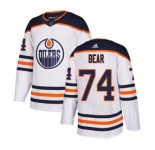 Men's Oilers #74 Ethan Bear White Road Authentic Stitched Hockey Jersey
