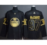 Men's Oilers #97 Connor McDavid Black Gold Authentic Stitched Hockey Jersey