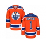 Men's Reebok Edmonton Oilers #1 Laurent Brossoit Authentic Orange Third NHL Jersey