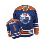 Men's Reebok Edmonton Oilers #1 Laurent Brossoit Authentic Royal Blue Home NHL Jersey