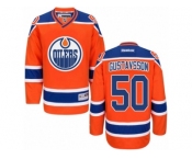 Men's Reebok Edmonton Oilers #50 Jonas Gustavsson Authentic Orange Third NHL Jersey