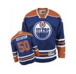Men's Reebok Edmonton Oilers #50 Jonas Gustavsson Authentic Royal Blue Home NHL Jersey