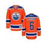 Men's Reebok Edmonton Oilers #6 Adam Larsson Authentic Orange Third NHL Jersey