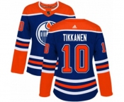 Women Adidas Edmonton Oilers #10 Esa Tikkanen Authentic Royal Blue Alternate NHL Jersey