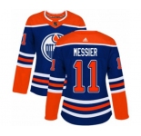 Women Adidas Edmonton Oilers #11 Mark Messier Authentic Royal Blue Alternate NHL Jersey