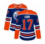 Women Adidas Edmonton Oilers #17 Jari Kurri Authentic Royal Blue Alternate NHL Jersey